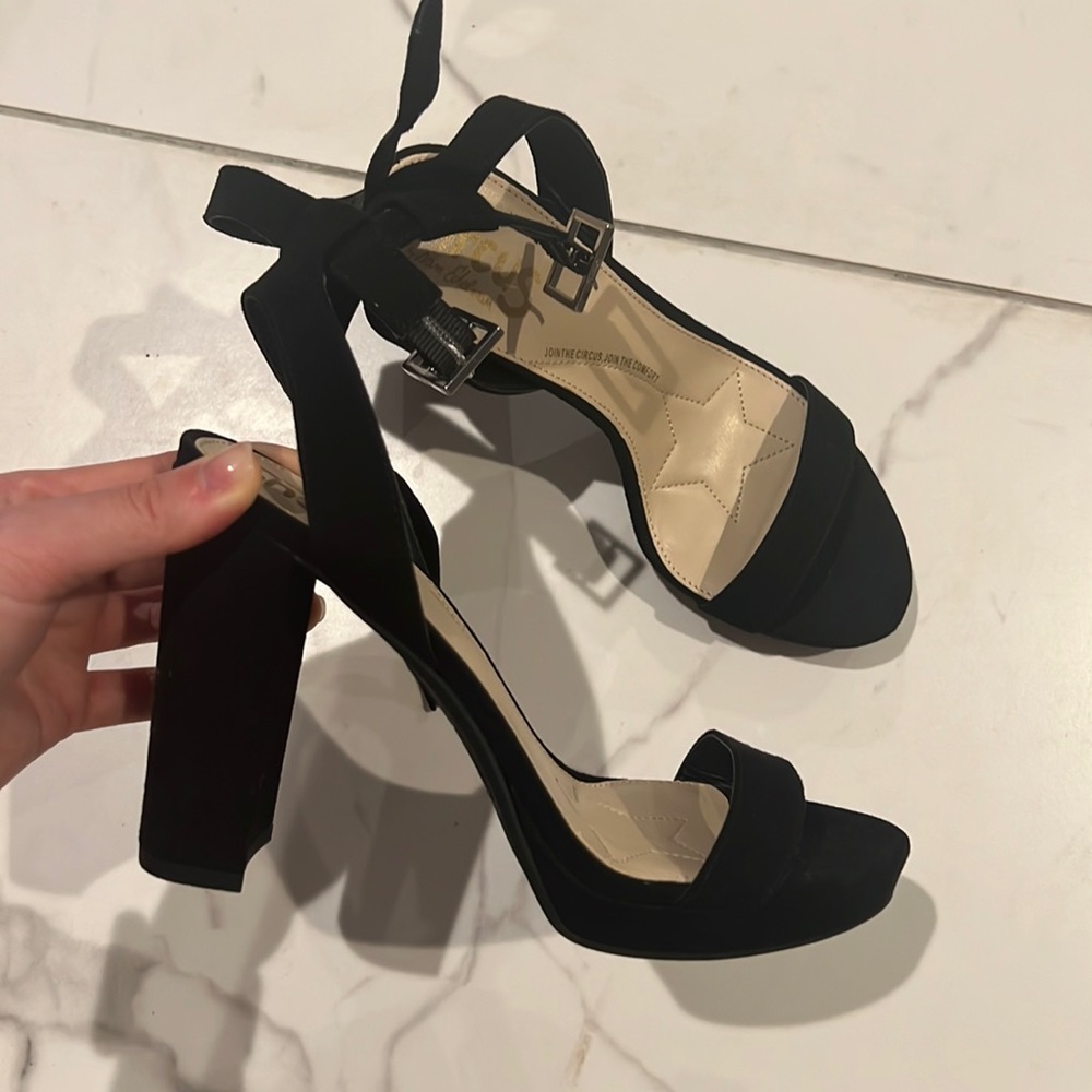 Black strapped heels